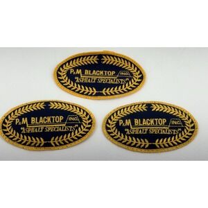 3 Vtg P&M Blacktop Hiawatha Iowa Embroidered Sewn Patch Asphalt Specialists RARE